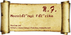 Mozolányi Füzike névjegykártya